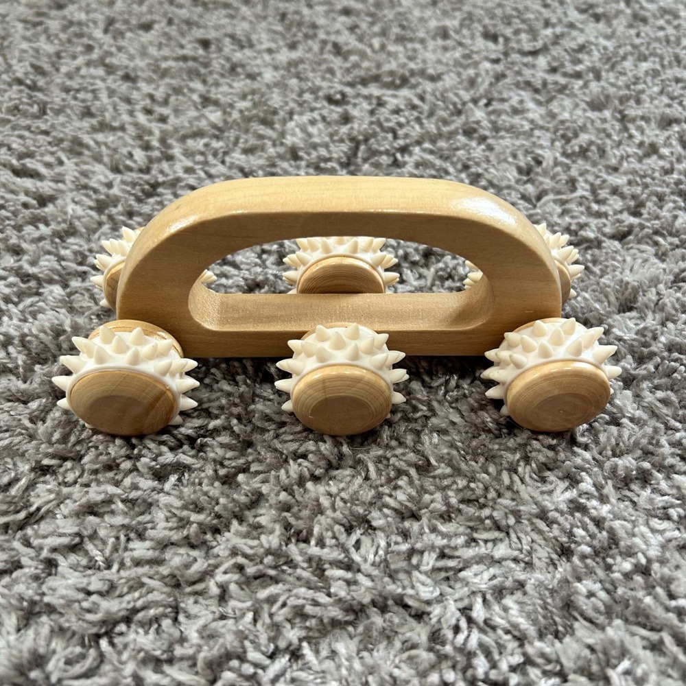 Sakar International Wooden Handheld Body Massager 6‎ Spiked Wheels